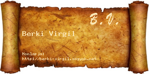 Berki Virgil névjegykártya